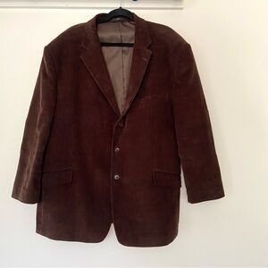 Haggar Corduroy Blazer Mens 50R Brown Sports Coat Suede Elbow Patch Academia